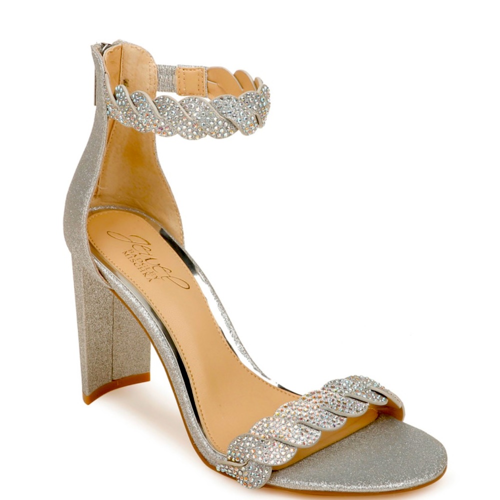 NWT Jewel Badgley Mischka Fionne Glitter Embellished Sandal